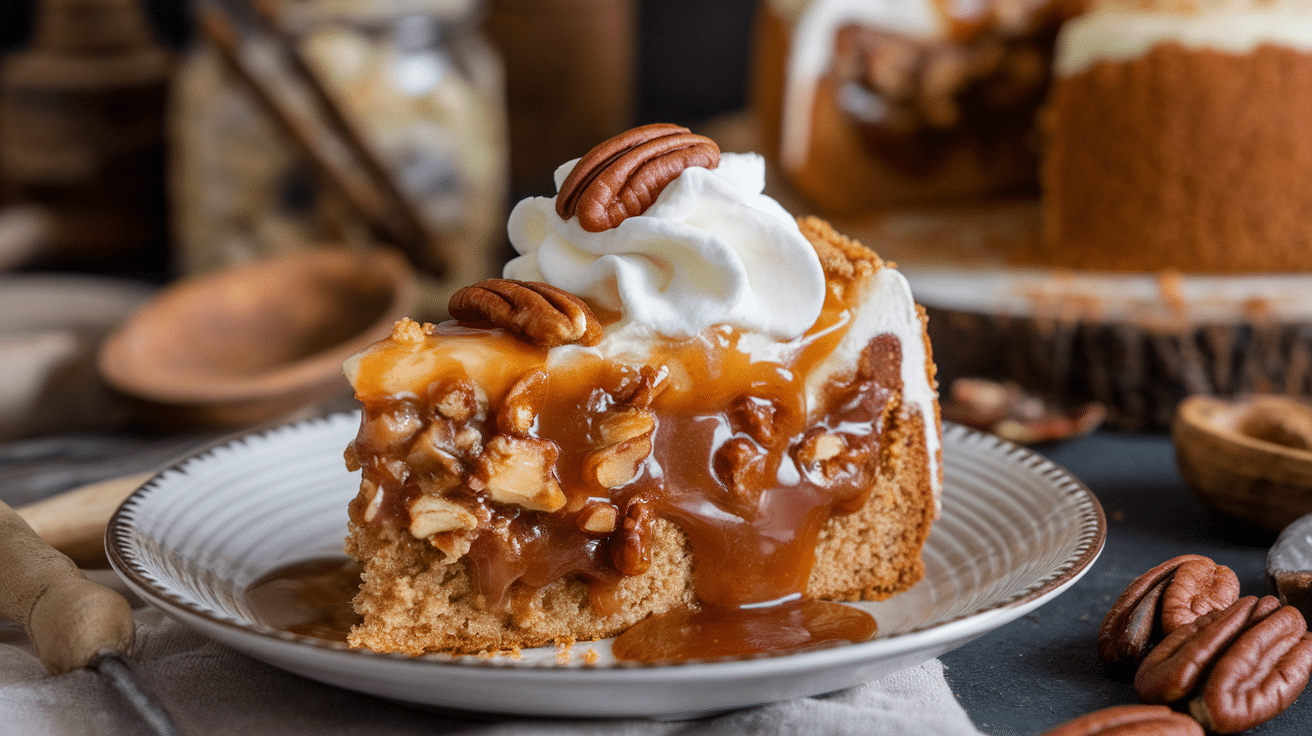 Decadent Butter Pecan Praline Poke Cake Recipe 1 Decadent Butter Pecan Praline Poke Cake Recipe