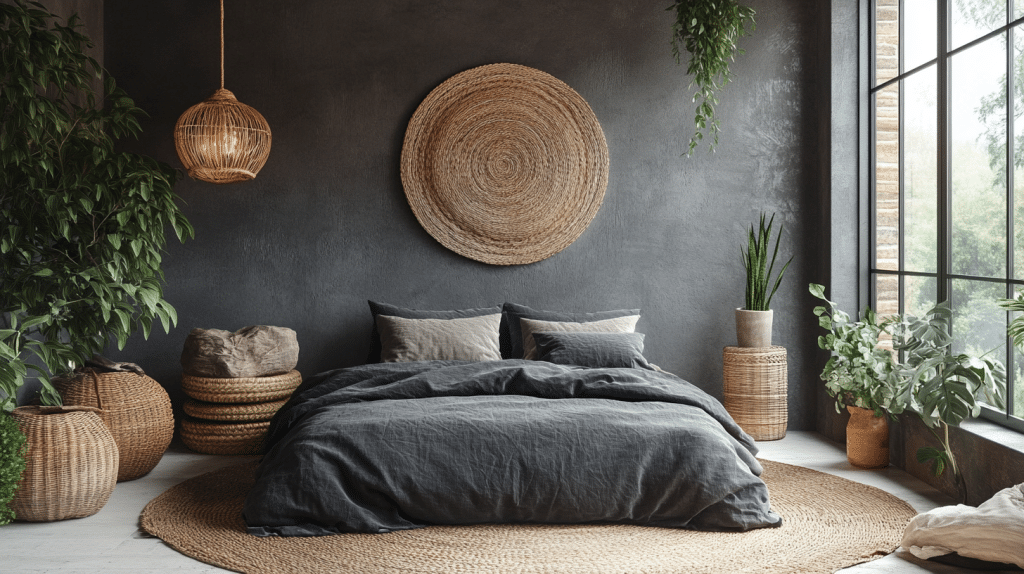 grey boho bedroom