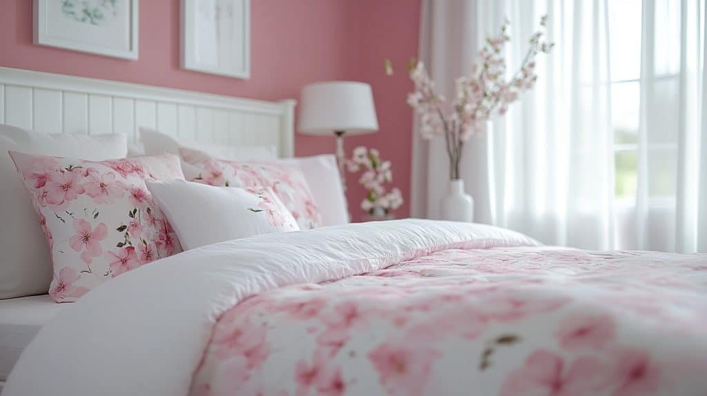 pink and white bedroom