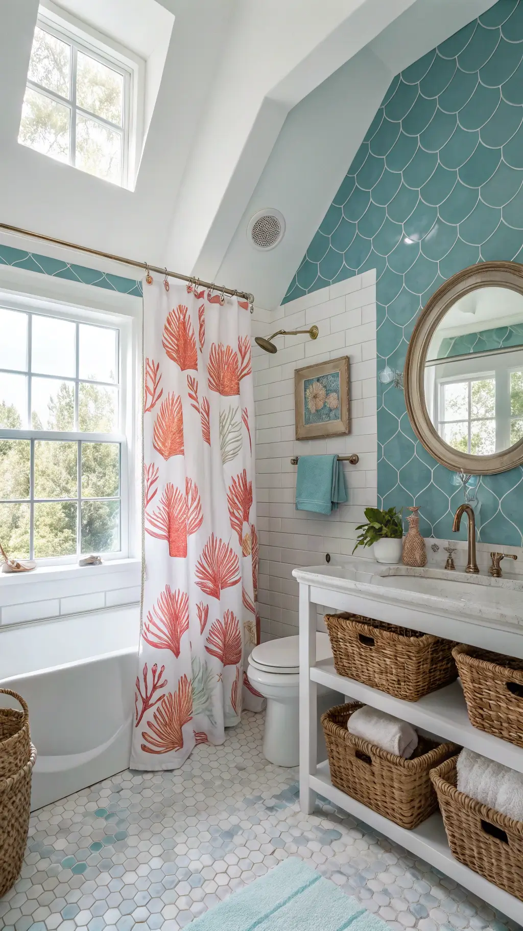 Coastal Maximalist Shower: Transform Your Bathroom into a Vibrant Seaside Sanctuary