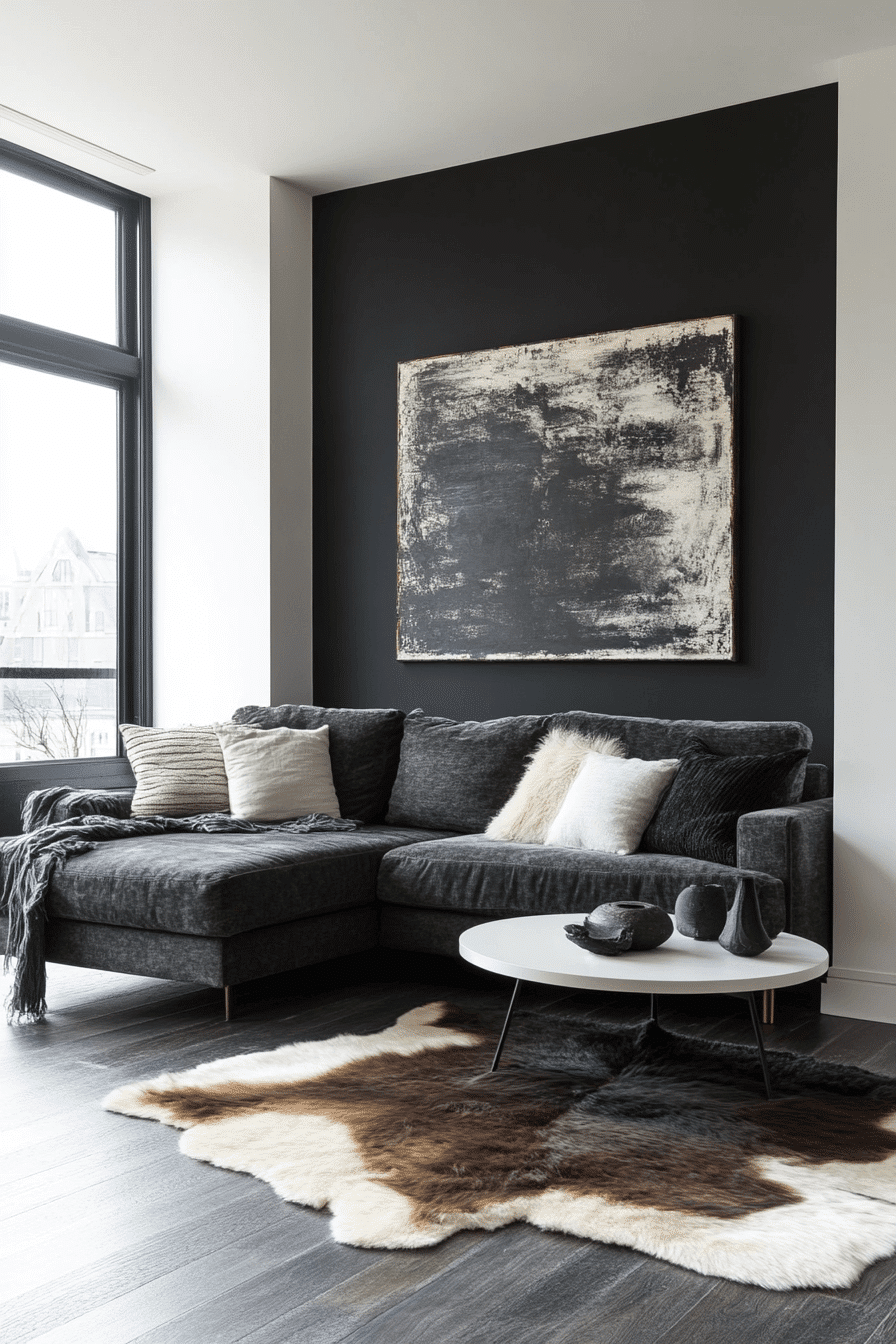 27 Dark Grey Sofa Living Room Ideas You Need to See 12 27 Dark Grey Sofa Living Room Ideas You Need to See
