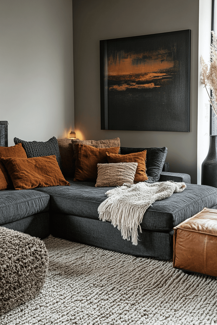 27 Dark Grey Sofa Living Room Ideas You Need to See 15 27 Dark Grey Sofa Living Room Ideas You Need to See