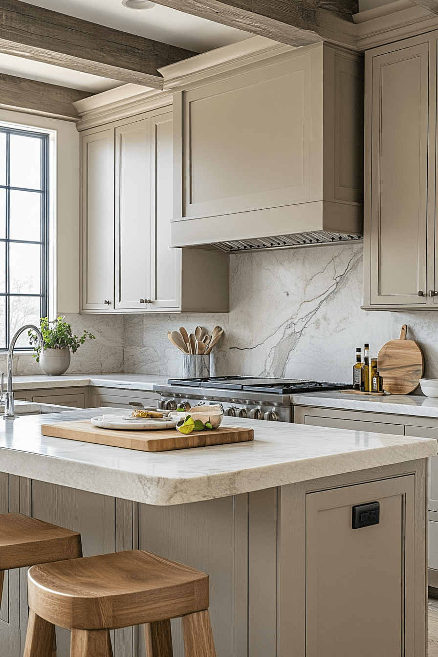 27 Light Taupe Kitchen Cabinets That Nail Sophisticated Warmth 15 27 Light Taupe Kitchen Cabinets That Nail Sophisticated Warmth