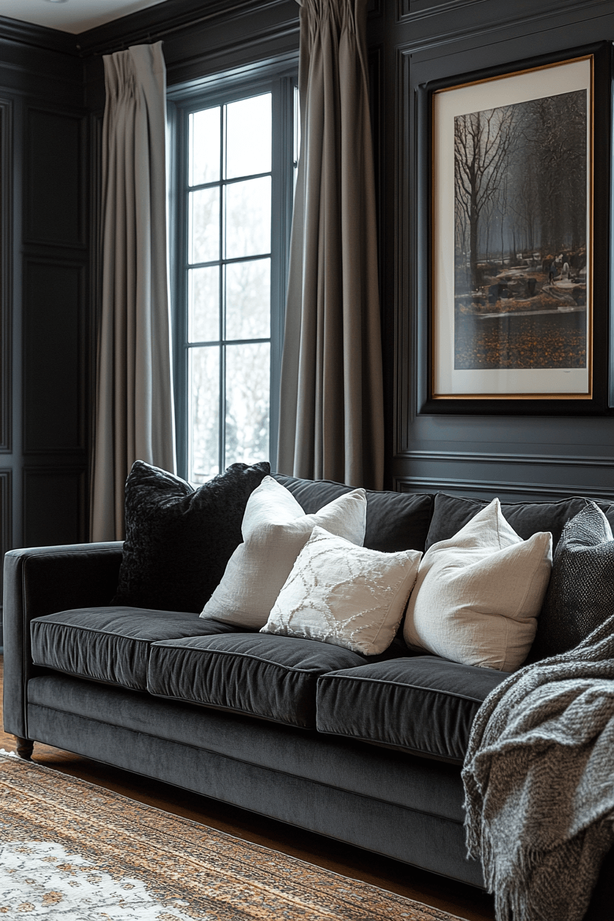 27 Dark Grey Couch Living Room Ideas That Define Quiet Luxury 16 27 Dark Grey Couch Living Room Ideas That Define Quiet Luxury