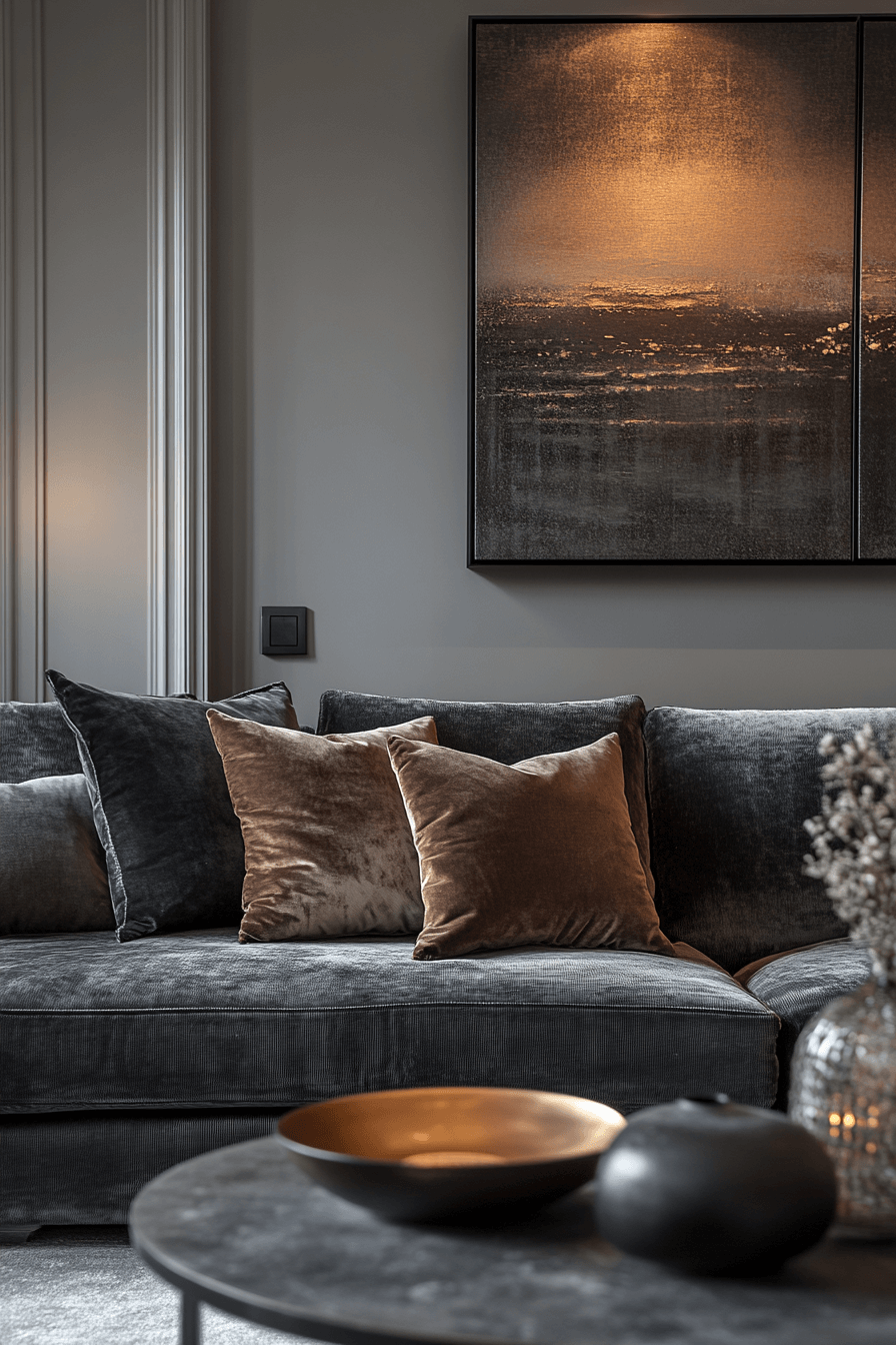 27 Dark Grey Couch Living Room Ideas That Define Quiet Luxury 18 27 Dark Grey Couch Living Room Ideas That Define Quiet Luxury