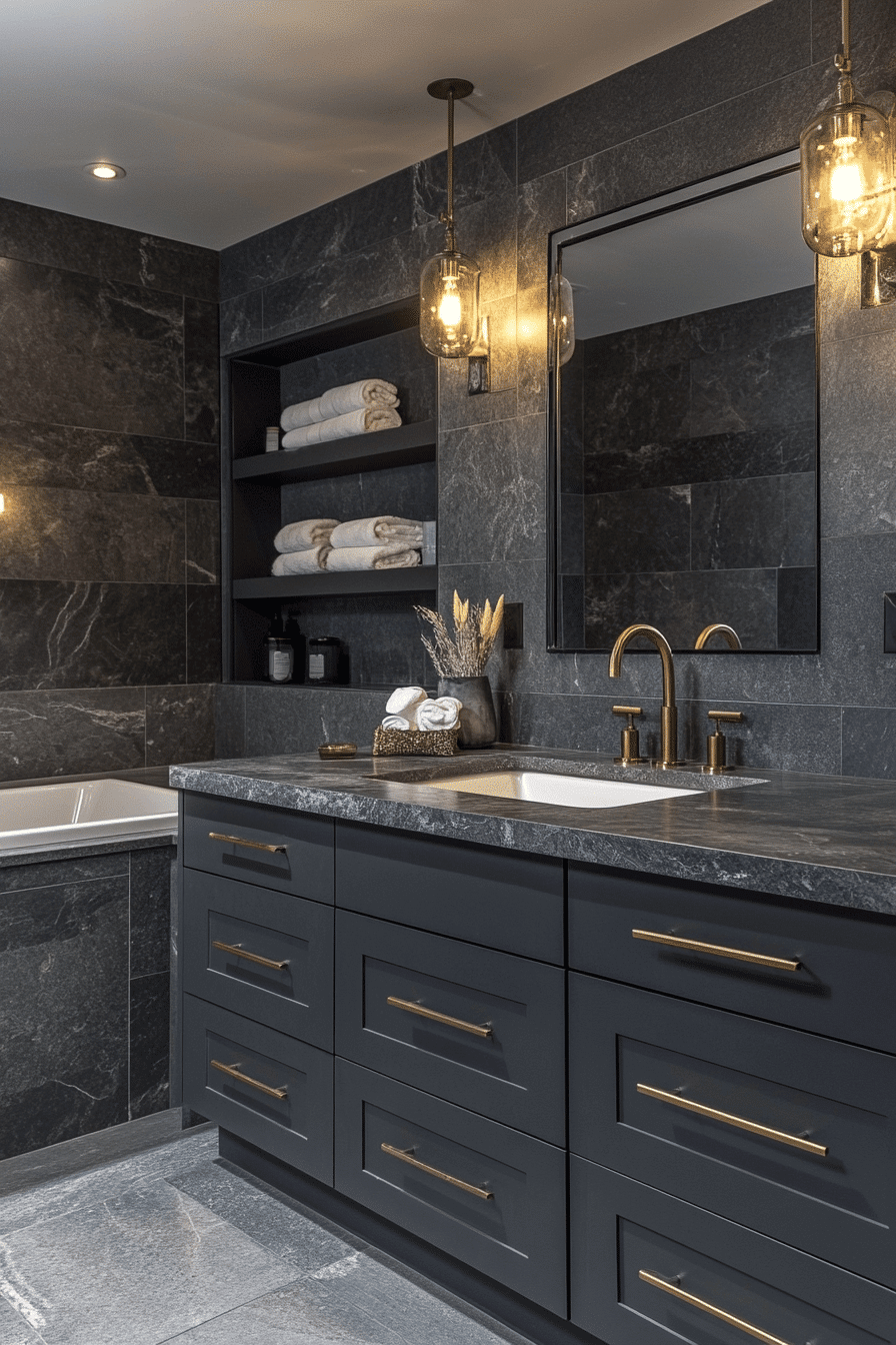 27 Dark Grey Bathroom Ideas That Feel Like Your Own Private Spa 26 27 Dark Grey Bathroom Ideas That Feel Like Your Own Private Spa