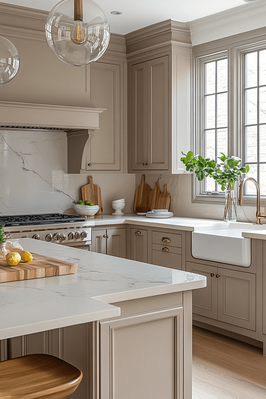 27 Light Taupe Kitchen Cabinets That Nail Sophisticated Warmth 7 27 Light Taupe Kitchen Cabinets That Nail Sophisticated Warmth