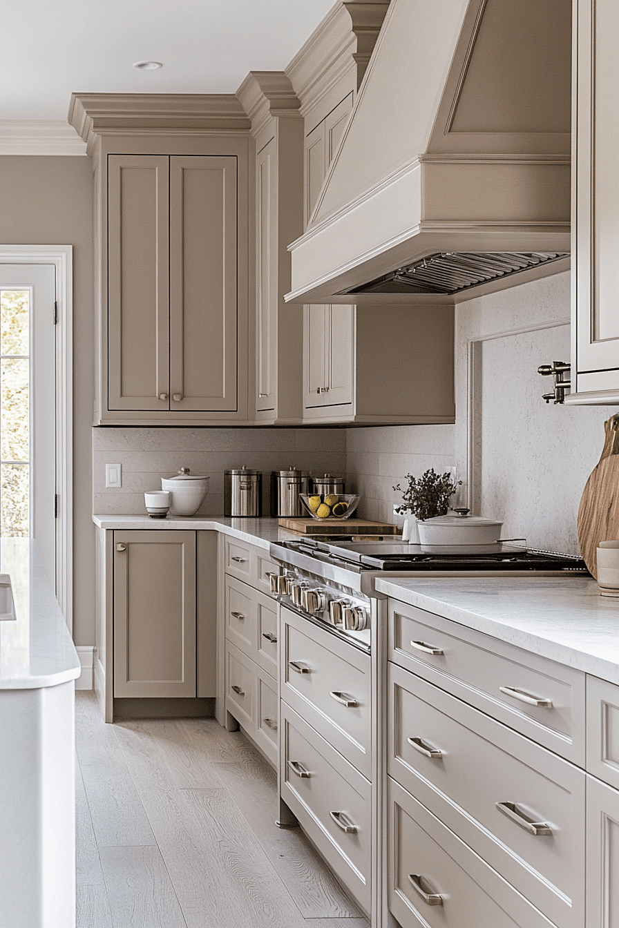 27 Light Taupe Kitchen Cabinets That Nail Sophisticated Warmth 9 27 Light Taupe Kitchen Cabinets That Nail Sophisticated Warmth