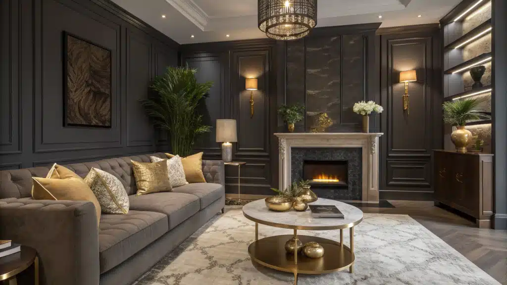 dark grey living room