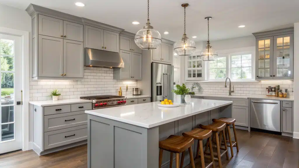 gray kitchen cabinets
